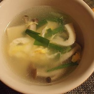 高野豆腐・ニラの塩麹きのこスープ